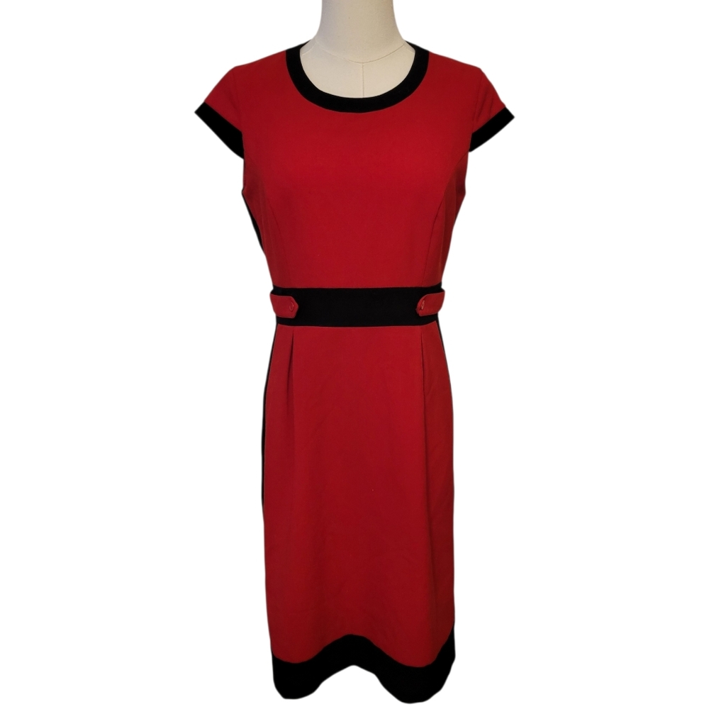 Calvin Klein Red & Black Sleeveless Sheath Dress Size Small (4-6)